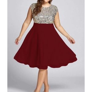 NWT Red and Gold Sequence Short Prom Dress